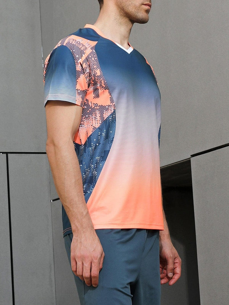 Ombre Geometrical Print Quick Dry Sports T-shirt - Premium MEN T-SHIRT from eprolo - Just $25.32! Shop now at Handbags Specialist Headquarter