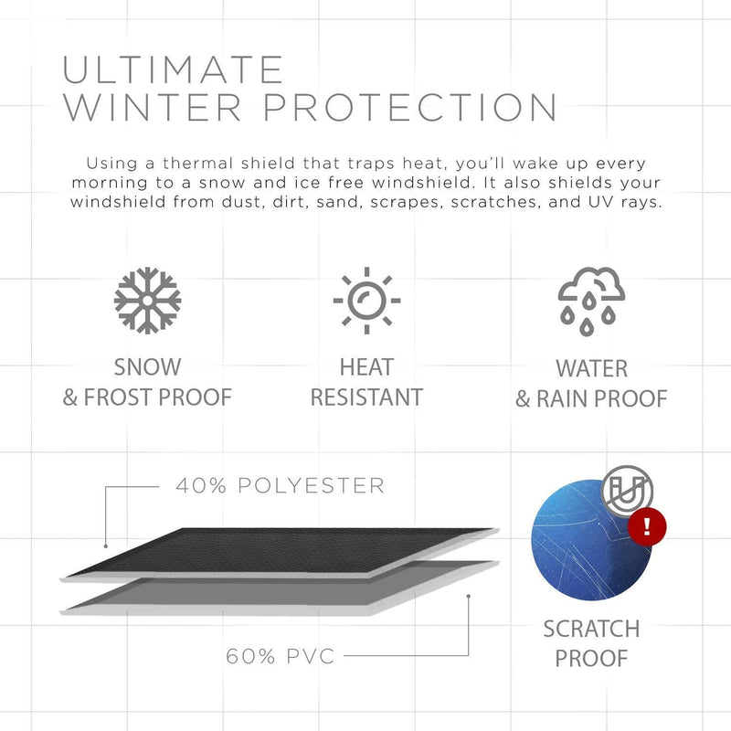 OxGord Windshield Snow Cover Ice Removal Wiper Visor Protector All Weather Winter Summer Auto Sun Shade for Cars Trucks Vans and SUVs Stop Scraping with a Brush or Shovel - Handbags Specialist Headquarter