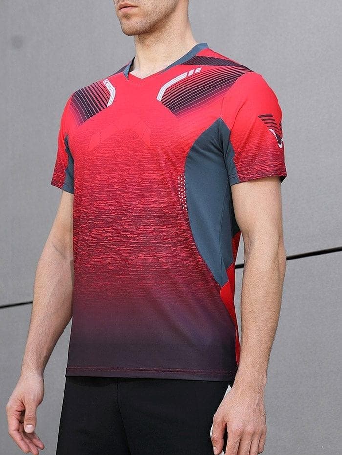 Patchwork Sleeve Geometric Print Fast Dry Breathable Activewear T-shirt - Premium MEN T-SHIRT from eprolo - Just $31.52! Shop now at Handbags Specialist Headquarter