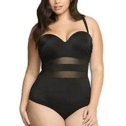 Plus Size Swimwear Women One-Piece Swimsuit Large Bathing Suit Push Up Full Body Beach Wear See-Through Mesh Swiming - Premium Women swimsuit from eprolo - Just $23.48! Shop now at Handbags Specialist Headquarter
