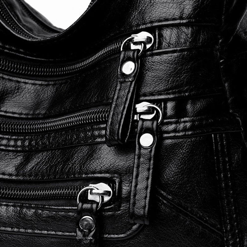 Portable PU Leather Handbag Ladies Solid Multi-zipper Messenger Bags Women Large Capacity Daily Travel Shoulder Bags Bolsa Soft - Premium Handbags from eprolo - Just $29.99! Shop now at Handbags Specialist Headquarter