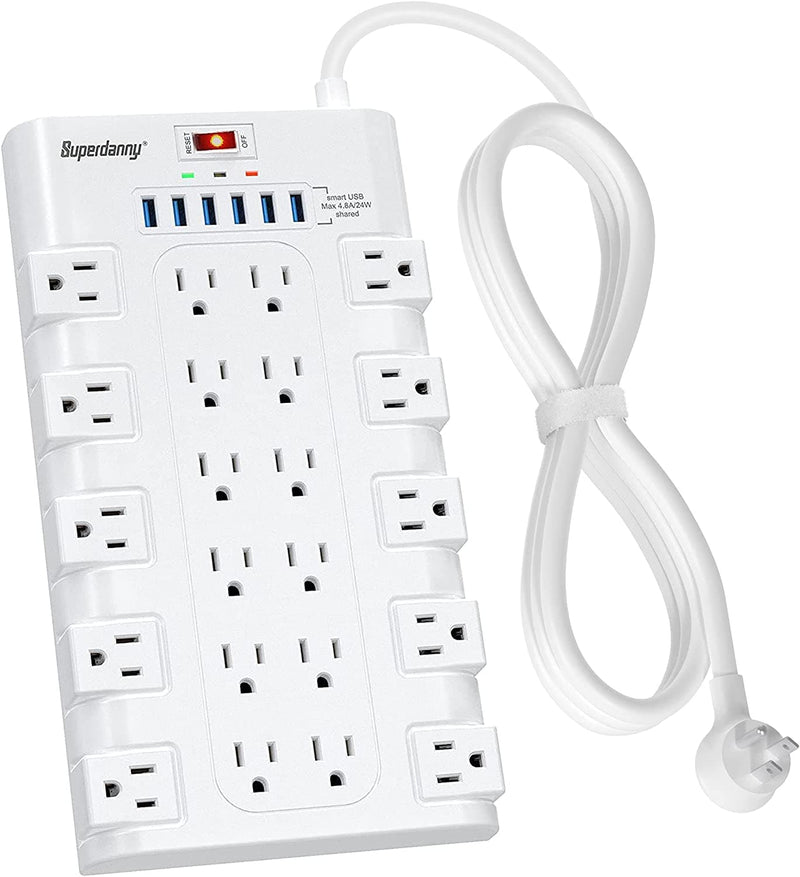 Power Strip, SUPERDANNY Surge Protector with 22 AC Outlets and 6 USB Charging Ports, 1875W/15A, 2100 Joules, 6.5Ft Flat Plug Heavy Duty Extension Cord for Home, Office, Dorm, Gaming Room, Black - Premium DESK ACCESSORIES from Visit the SUPERDANNY Store - Just $49.99! Shop now at Handbags Specialist Headquarter
