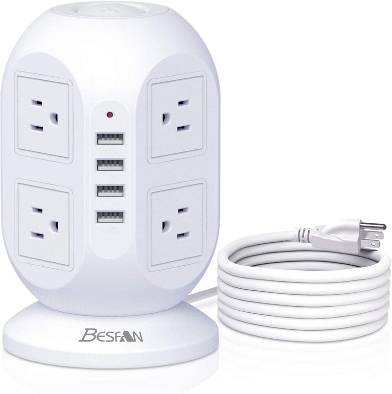 Power Strip Tower with USB Ports, BESFAN Surge Protector Tower with 8 AC Outlets 4 USB Chargers, Multiple Outlets with Long Extension Cord 10 ft & Circuit Breaker, Dorm Essentials, Desk Accessories - Premium DESK ACCESSORIES from Brand: BESFAN - Just $37.99! Shop now at Handbags Specialist Headquarter