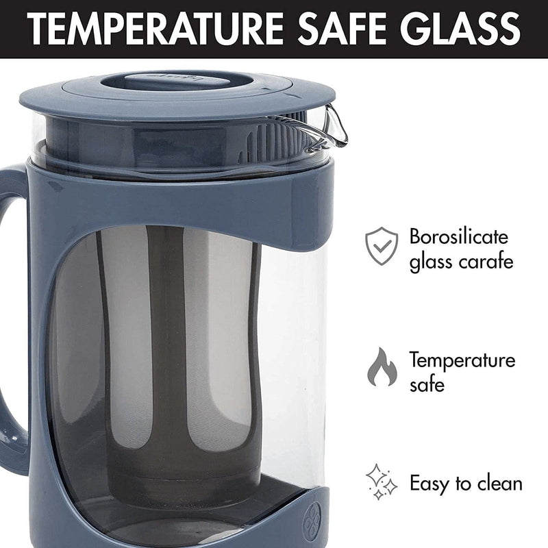 Primula Burke Deluxe Cold Brew Iced Coffee Maker, Comfort Grip Handle, Durable Glass Carafe, Removable Mesh Filter, Perfect 6 Cup Size, Dishwasher Safe, 1.6 Qt, Blue - Premium  from Primula - Just $38.60! Shop now at Handbags Specialist Headquarter