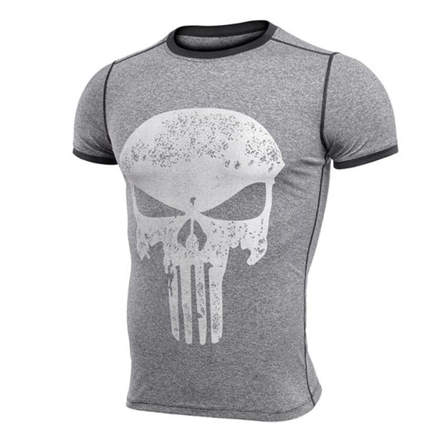 Punisher Running Shirt Men T-shirt Short Sleeve Compression Shirts Gym T Shirt Fitness Sport Shirt - Premium MEN T-SHIRT from eprolo - Just $26.66! Shop now at Handbags Specialist Headquarter