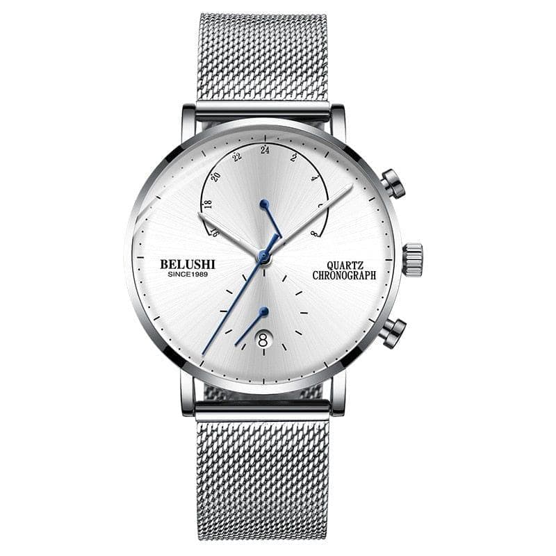Quartz Watch Men Watches 2020 Modern Chronograph Men Watch Leather Strap Watches Man Imitation Luxury Men'S Sports Watch--Belushi 537 SILVER - Premium Men watch from eprolo - Just $30.56! Shop now at Handbags Specialist Headquarter