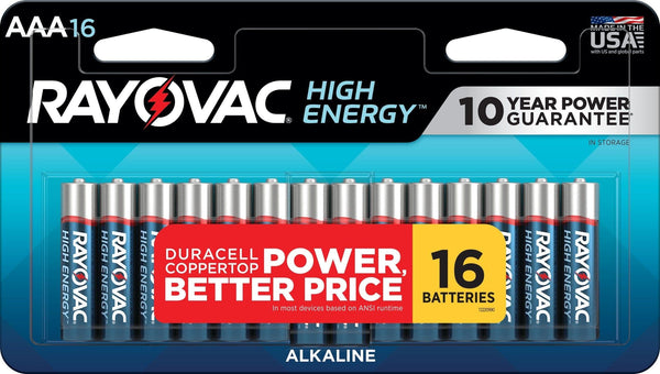 Rayovac High Energy AAA 1.5V Alkaline Batteries, 16 count - Premium BATTERIES from Rayovac - Just $17.99! Shop now at Handbags Specialist Headquarter