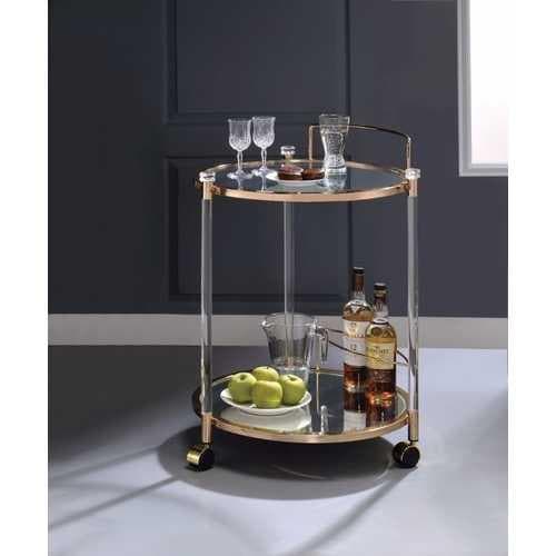 Round Metal Serving Cart, Clear Glass & Gold - Premium Carts from HomeRoots - Just $506.82! Shop now at Handbags Specialist Headquarter