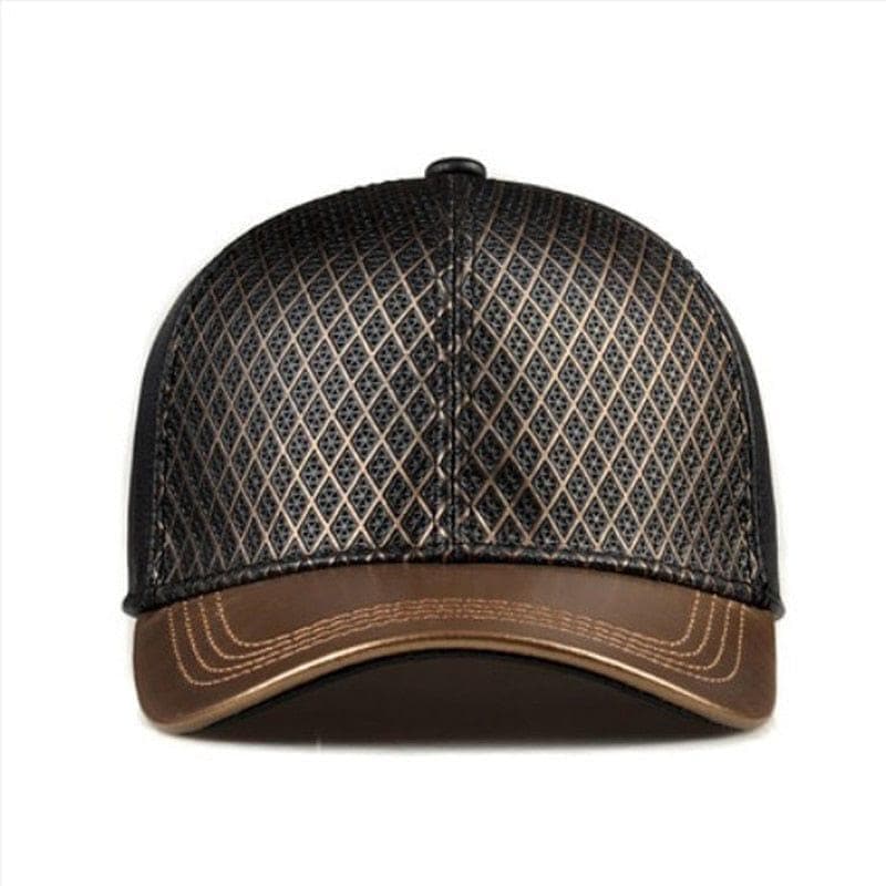 RY988 Exclusive 2020 Unisex Genuine Leather Baseball Hats For Man/Woman Golden Caps Grid Net Surface Street Luxury Gorro - Premium Men caps from eprolo - Just $59.99! Shop now at Handbags Specialist Headquarter
