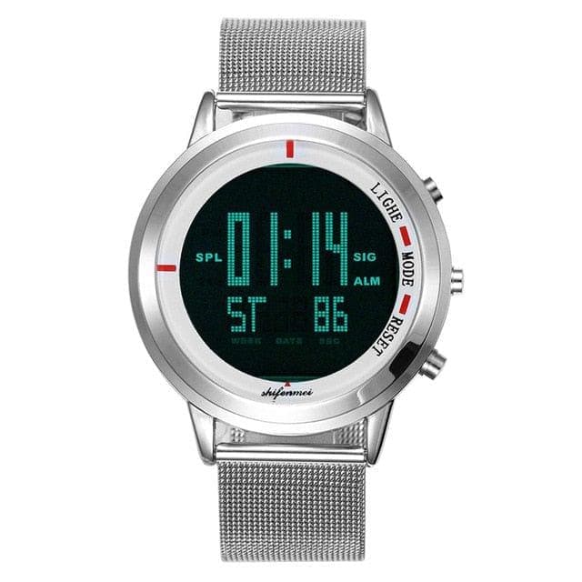S1134 Men Watches Fashion LED Electronic Silver digital  Watch Tungsten Steel Clock Waterproof Outdoor Men Wristwatch - Premium Men watch from eprolo - Just $23.10! Shop now at Handbags Specialist Headquarter