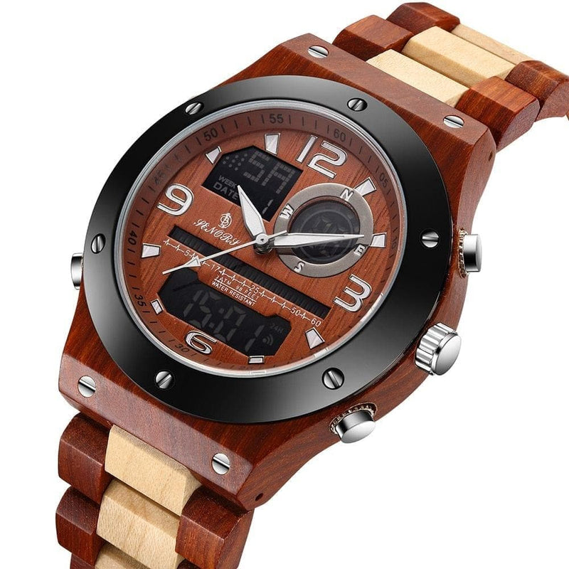 Senor Digital Watch Wood Watch Men Military Sport Wristwatch Mens Quartz Watches Top Brand Luxury Wooden Watch Male Relogio - Premium Men watch from eprolo - Just $48.74! Shop now at Handbags Specialist Headquarter