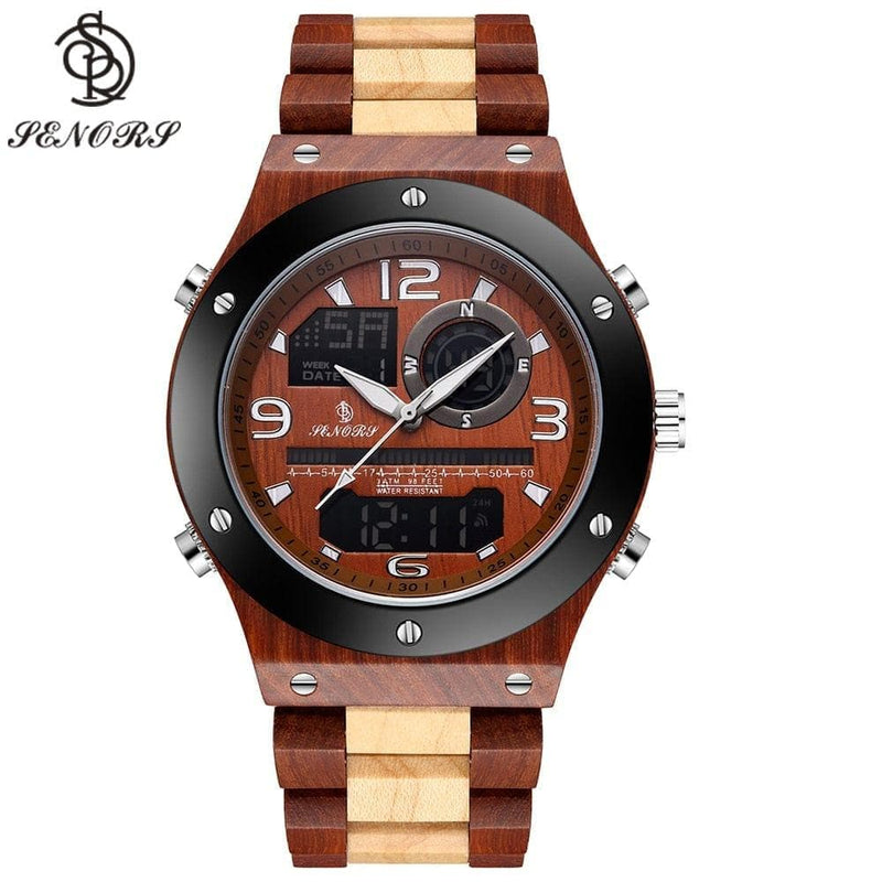 Senor Digital Watch Wood Watch Men Military Sport Wristwatch Mens Quartz Watches Top Brand Luxury Wooden Watch Male Relogio - Premium Men watch from eprolo - Just $48.74! Shop now at Handbags Specialist Headquarter