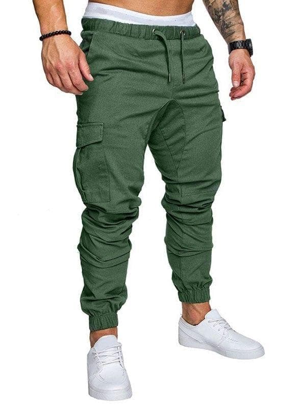 Side Pockets Elastic Cuffed Jogger Pants - Premium Men Pants from eprolo - Just $31.08! Shop now at Handbags Specialist Headquarter