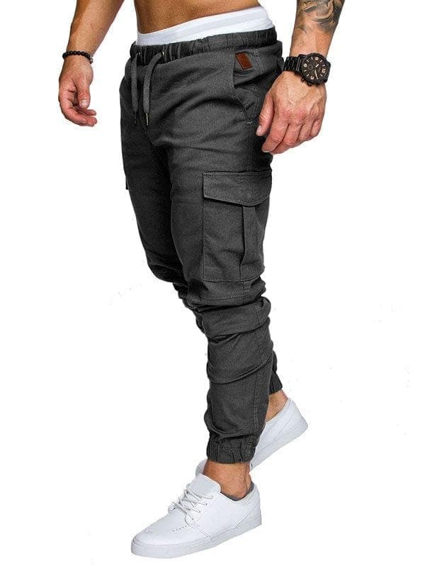 Side Pockets Elastic Cuffed Jogger Pants - Premium Men Pants from eprolo - Just $31.08! Shop now at Handbags Specialist Headquarter