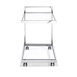 Side Table/ Bar Cart, Clear Glass, Stainless Steel Base On Castors - Premium Carts from HomeRoots Kitchen - Just $422.0! Shop now at Handbags Specialist Headquarter