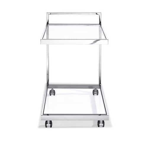 Side Table/ Bar Cart, Clear Glass, Stainless Steel Base On Castors - Premium Carts from HomeRoots Kitchen - Just $422.0! Shop now at Handbags Specialist Headquarter