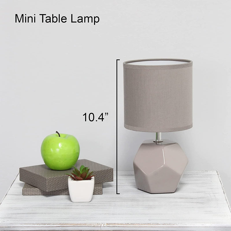 Simple Designs LT2065-GRY Round Prism Mini Table Lamp with Matching Fabric Shade, Gray - Premium Lamps from Visit the Simple Designs Store - Just $19.99! Shop now at Handbags Specialist Headquarter
