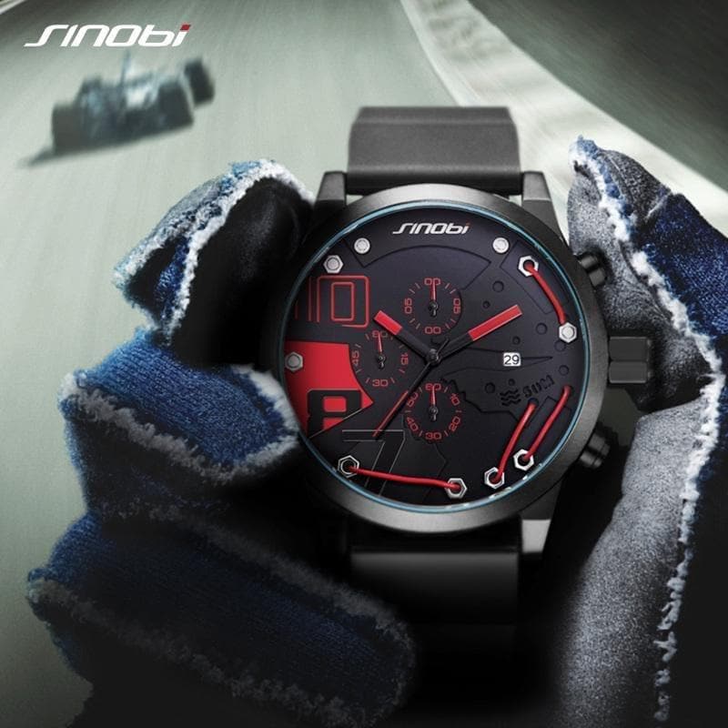SINOBI Men Watches Full Steel Quartz Clock Racing Sport Chronograph Watch - Premium Men watch from eprolo - Just $54.38! Shop now at Handbags Specialist Headquarter