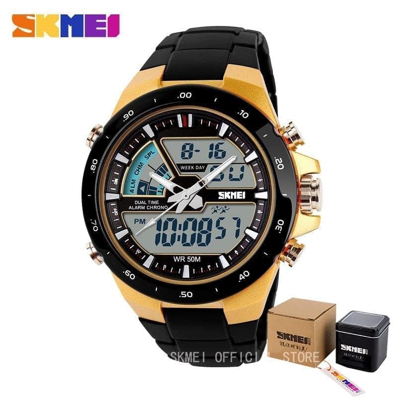 SKMEI 1016 Sport Watch Men Fashion Casual Alarm Clock Waterproof Military Chrono Dual Display Wristwatches Relogio Masculino - Premium Men watch from eprolo - Just $24.70! Shop now at Handbags Specialist Headquarter