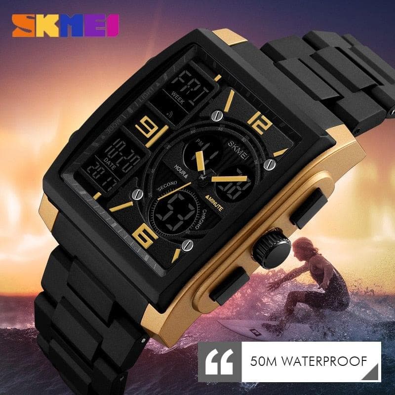 SKMEI 1274 Japan Quartz Digital movement Dual Dispaly Men's Clock Military 3 Time Countdown Male Sport Watches Relogio Masculino - Premium Men watch from eprolo - Just $26.54! Shop now at Handbags Specialist Headquarter