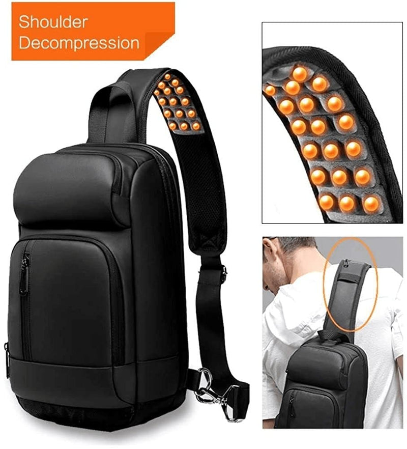 Sling Backpack for Men Cross Body Shoulder Bag with USB Waterproof Lightweight - Premium  from TUCUXY - Just $62.72! Shop now at Handbags Specialist Headquarter