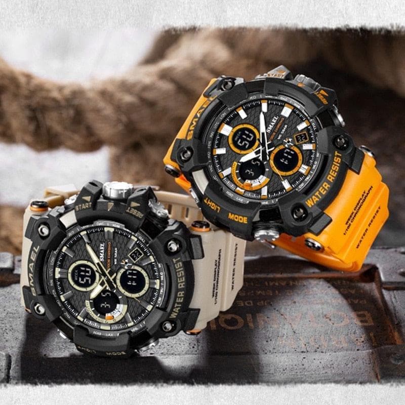 SMAEL 1802D Sport Watch Dual Time Men Watches 50m WaterproofMale Clock  Military Watches for Men  Shock Resisitant Sport Watches Gifts - Premium Men watch from eprolo - Just $28.72! Shop now at Handbags Specialist Headquarter