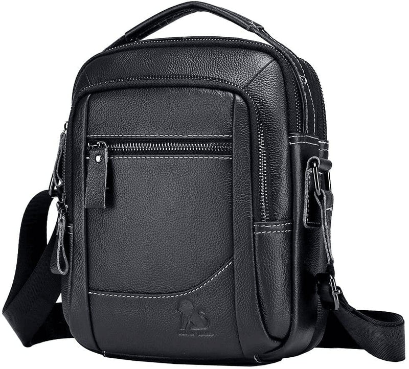 Small Leather Shoulder Bag Messenger Pack for Men Women Travel Business Crossbody Pouch Cell Phone Wallet Sling Chest Bags Casual Day Pack Black - Premium  from Hebetag - Just $36.85! Shop now at Handbags Specialist Headquarter