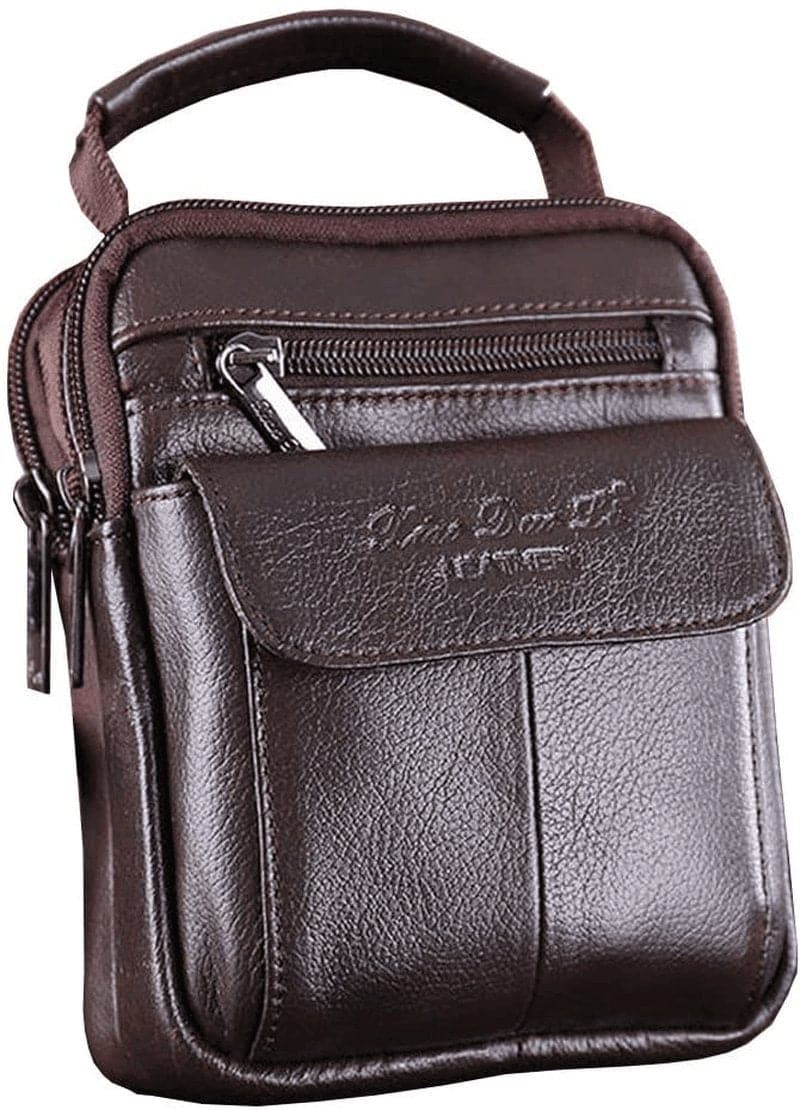 Small Leather Shoulder Bag Messenger Pack for Men Women Travel Business Crossbody Pouch Cell Phone Wallet Sling Chest Bags Casual Day Pack Black - Premium  from Hebetag - Just $36.85! Shop now at Handbags Specialist Headquarter