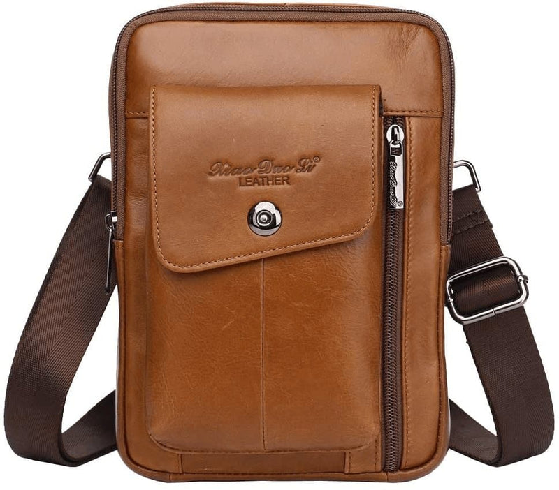 Small Leather Shoulder Bag Messenger Pack for Men Women Travel Business Crossbody Pouch Cell Phone Wallet Sling Chest Bags Casual Day Pack Black - Premium  from Hebetag - Just $36.85! Shop now at Handbags Specialist Headquarter