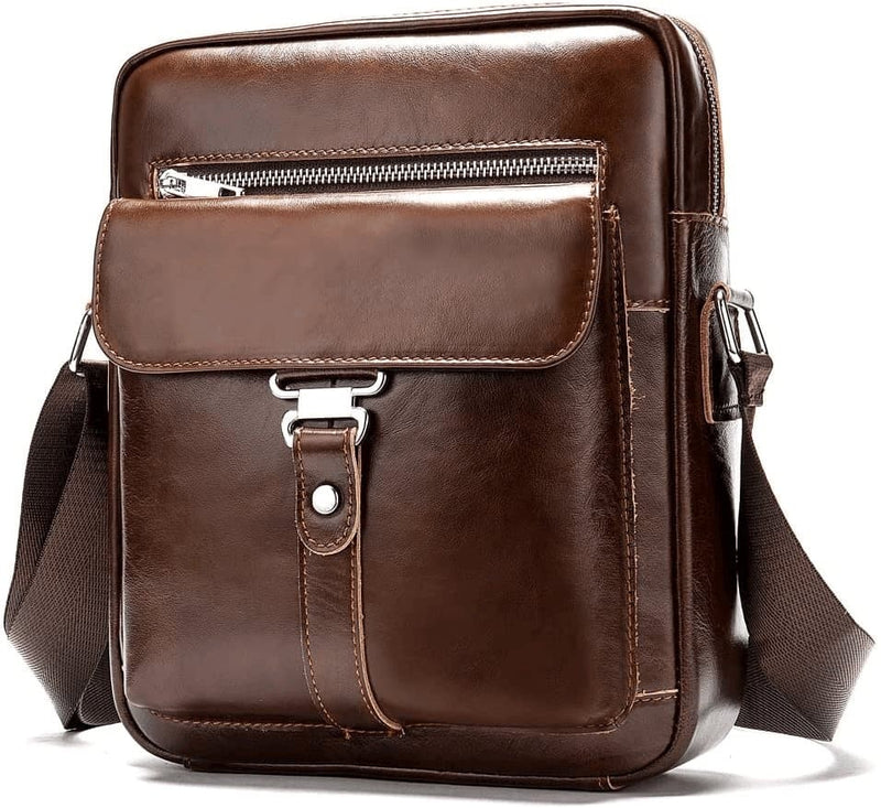 Small Leather Shoulder Bag Messenger Pack for Men Women Travel Business Crossbody Pouch Cell Phone Wallet Sling Chest Bags Casual Day Pack Black - Premium  from . - Just $36.85! Shop now at Handbags Specialist Headquarter