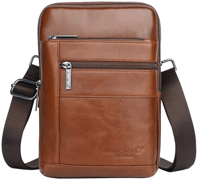 Small Leather Shoulder Bag Messenger Pack for Men Women Travel Business Crossbody Pouch Cell Phone Wallet Sling Chest Bags Casual Day Pack Black - Premium  from Hebetag - Just $36.85! Shop now at Handbags Specialist Headquarter