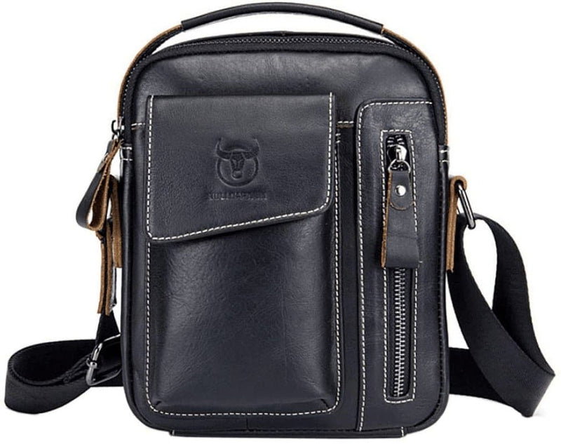 Small Leather Shoulder Bag Messenger Pack for Men Women Travel Business Crossbody Pouch Cell Phone Wallet Sling Chest Bags Casual Day Pack Black - Premium  from Hebetag - Just $36.85! Shop now at Handbags Specialist Headquarter