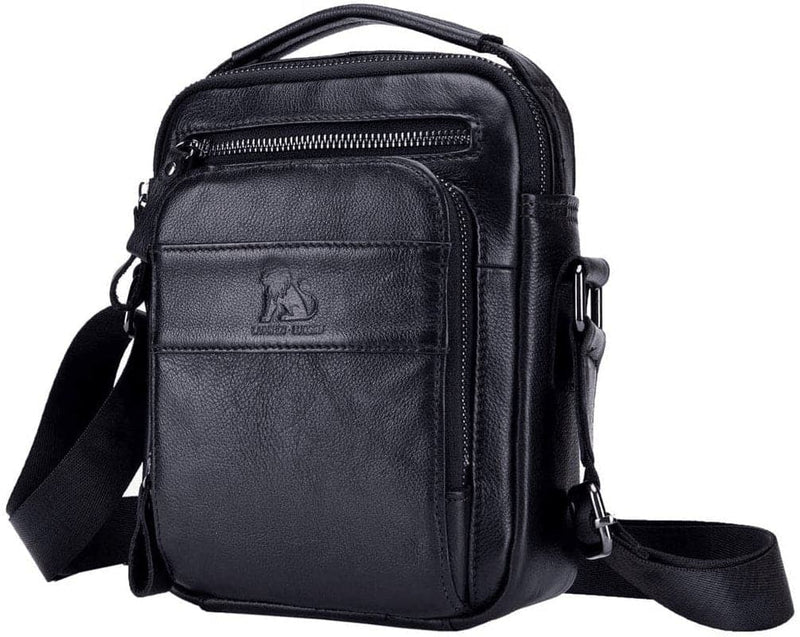 Small Leather Shoulder Bag Messenger Pack for Men Women Travel Business Crossbody Pouch Cell Phone Wallet Sling Chest Bags Casual Day Pack Black - Premium  from Hebetag - Just $36.85! Shop now at Handbags Specialist Headquarter