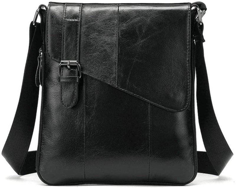 Small Leather Shoulder Bag Messenger Pack for Men Women Travel Business Crossbody Pouch Cell Phone Wallet Sling Chest Bags Casual Day Pack Black - Premium  from Hebetag - Just $36.85! Shop now at Handbags Specialist Headquarter