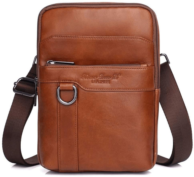 Leather Shoulder Messenger Bag for Men Travel Business Crossbody Pack Wallet Sling Bag for Cell Phone/Mini Ipad - Premium  from . - Just $36.85! Shop now at Handbags Specialist Headquarter