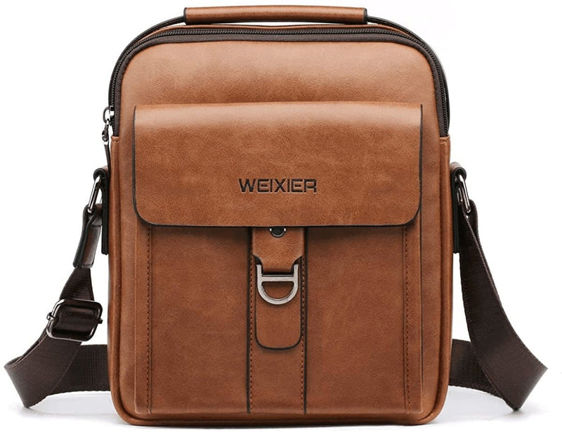 Small Men Crossbody Leather Shoulder Bag Messenger for Man Purse Casual Travel Business Satchel Magnetic Buckle - Premium  from WEIXIER - Just $42.55! Shop now at Handbags Specialist Headquarter