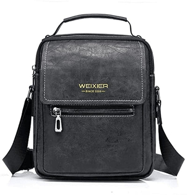 Small Men Crossbody Leather Shoulder Bag Messenger for Man Purse Casual Travel Business Satchel Magnetic Buckle - Premium  from WEIXIER - Just $42.55! Shop now at Handbags Specialist Headquarter