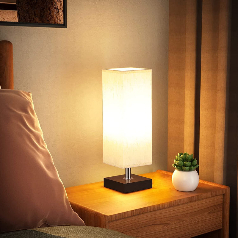 Small Table Lamp for Bedroom - Bedside Lamps for Nightstand, Minimalist Solid Wood Night Stand Light Lamp with Square Fabric Shade, Desk Reading Lamp for Kids Room Living Room Office Dorm - Premium Lamps from Visit the aooshine Store - Just $24.99! Shop now at Handbags Specialist Headquarter