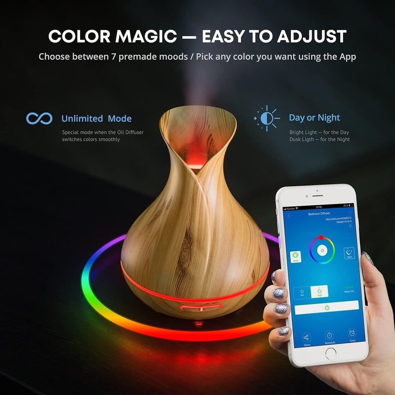Smart WiFi Wireless Essential Oil Aromatherapy Diffuser - Works with Alexa & Google Home – Phone App & Voice Control - 400ml Ultrasonic Diffuser & Humidifier - Create Schedules - LED & Timer Settings - Premium HOME FRAGRANCES from Brand: Sierra Modern Home - Just $74.99! Shop now at Handbags Specialist Headquarter