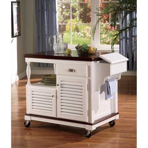 Sophisticated Kitchen Cart With Casters, White And Brown - Premium Carts from HomeRoots - Just $605.0! Shop now at Handbags Specialist Headquarter