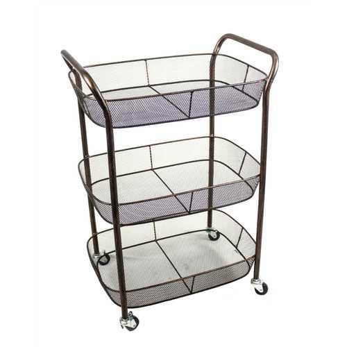 Stylish 3 Tiered Metal Rolling Cart, Bronze - Premium Carts from HomeRoots - Just $175.91! Shop now at Handbags Specialist Headquarter