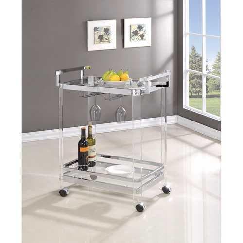 Stylish Metal Base Serving Cart With Glass Top, Clear - Premium Carts from HomeRoots - Just $377.73! Shop now at Handbags Specialist Headquarter