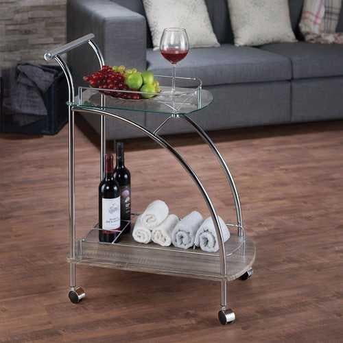 Stylish Serving Cart, Clear Glass & Chrome Silver - Premium Carts from HomeRoots - Just $245.0! Shop now at Handbags Specialist Headquarter