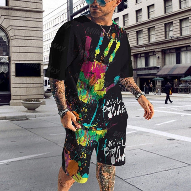 Summer Men's Tracksuit Bob Marley Reggae Music T-Shirt Shorts Set Casual Suit Fashion Outfit Male Oversized Streetwear One Love - Premium T-Shirt Shorts Set from eprolo - Just $32.99! Shop now at Handbags Specialist Headquarter