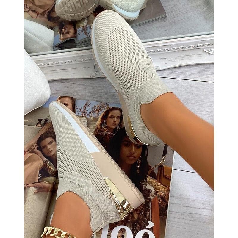 Summer Shoes For Women 2021 New Elegant Elastic Slip-on Flat Shoes For Women Mesh Upper Breathable Sneakers Zapatillas Mujer - Premium Women Sneakers from . - Just $39.99! Shop now at Handbags Specialist Headquarter