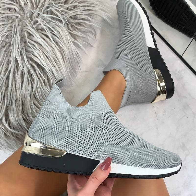 Summer Shoes For Women 2021 New Elegant Elastic Slip-on Flat Shoes For Women Mesh Upper Breathable Sneakers Zapatillas Mujer - Handbags Specialist Headquarter