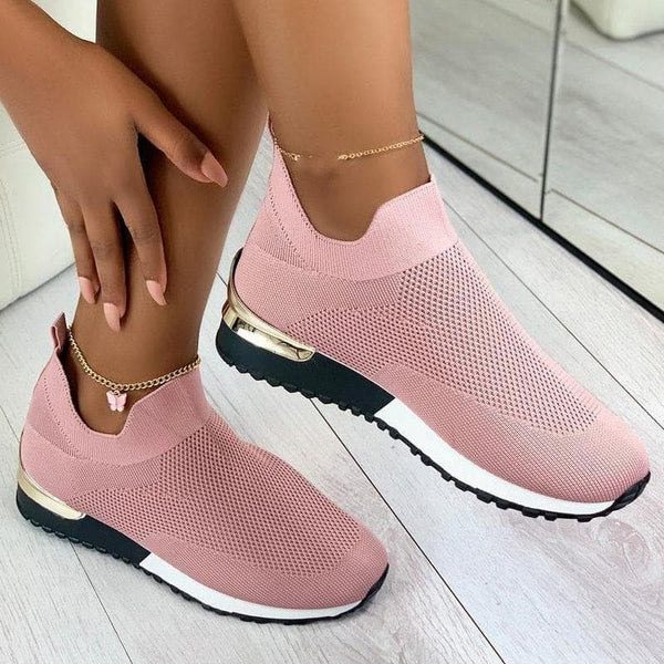 Summer Shoes For Women 2021 New Elegant Elastic Slip-on Flat Shoes For Women Mesh Upper Breathable Sneakers Zapatillas Mujer - Handbags Specialist Headquarter