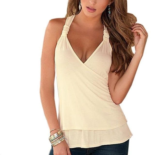 Summer Women Top Female Halter Neck Strapless Tank Shirt Sexy Backless Lace Stitching Vest Plus Size - Premium Women's T Shirt from eprolo - Just $17.66! Shop now at Handbags Specialist Headquarter