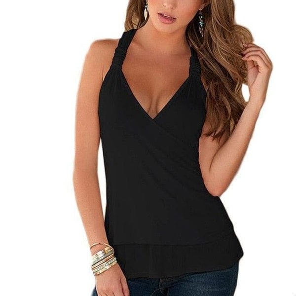 Summer Women Top Female Halter Neck Strapless Tank Shirt Sexy Backless Lace Stitching Vest Plus Size - Premium Women's T Shirt from eprolo - Just $17.66! Shop now at Handbags Specialist Headquarter