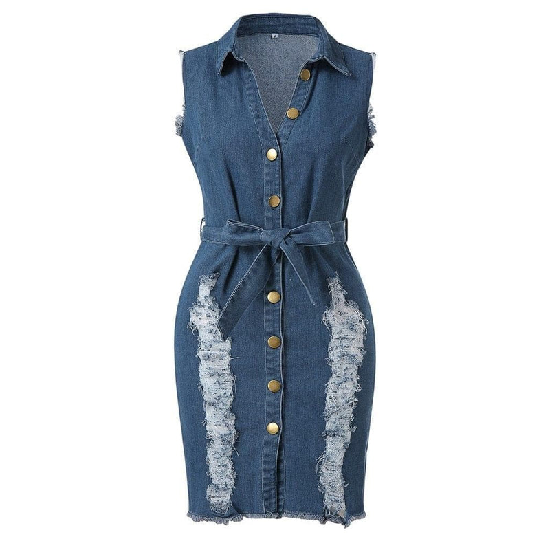 Summer Womens Button Down Denim Sexy Dress Ladies Lace Jeans Long Shirt Dress - Premium Women jeans from eprolo - Just $32.80! Shop now at Handbags Specialist Headquarter